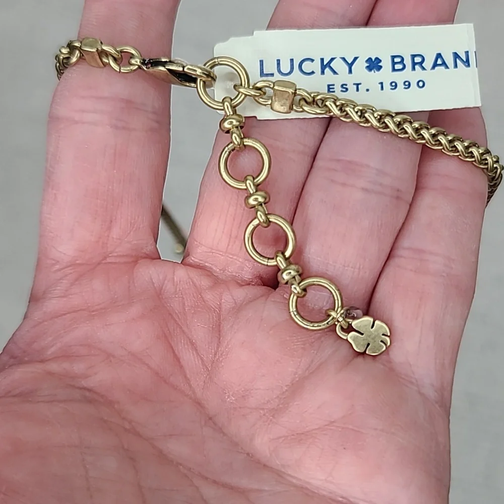 Lucky Brand Semi Precious Accents Gold Toned Multi Layered Chain Necklace NWT